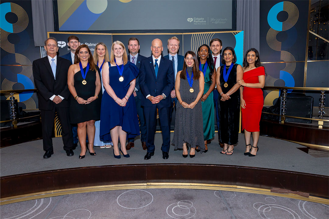 Winners from the Northern Europe Hub wear medals at the Rainbow Room