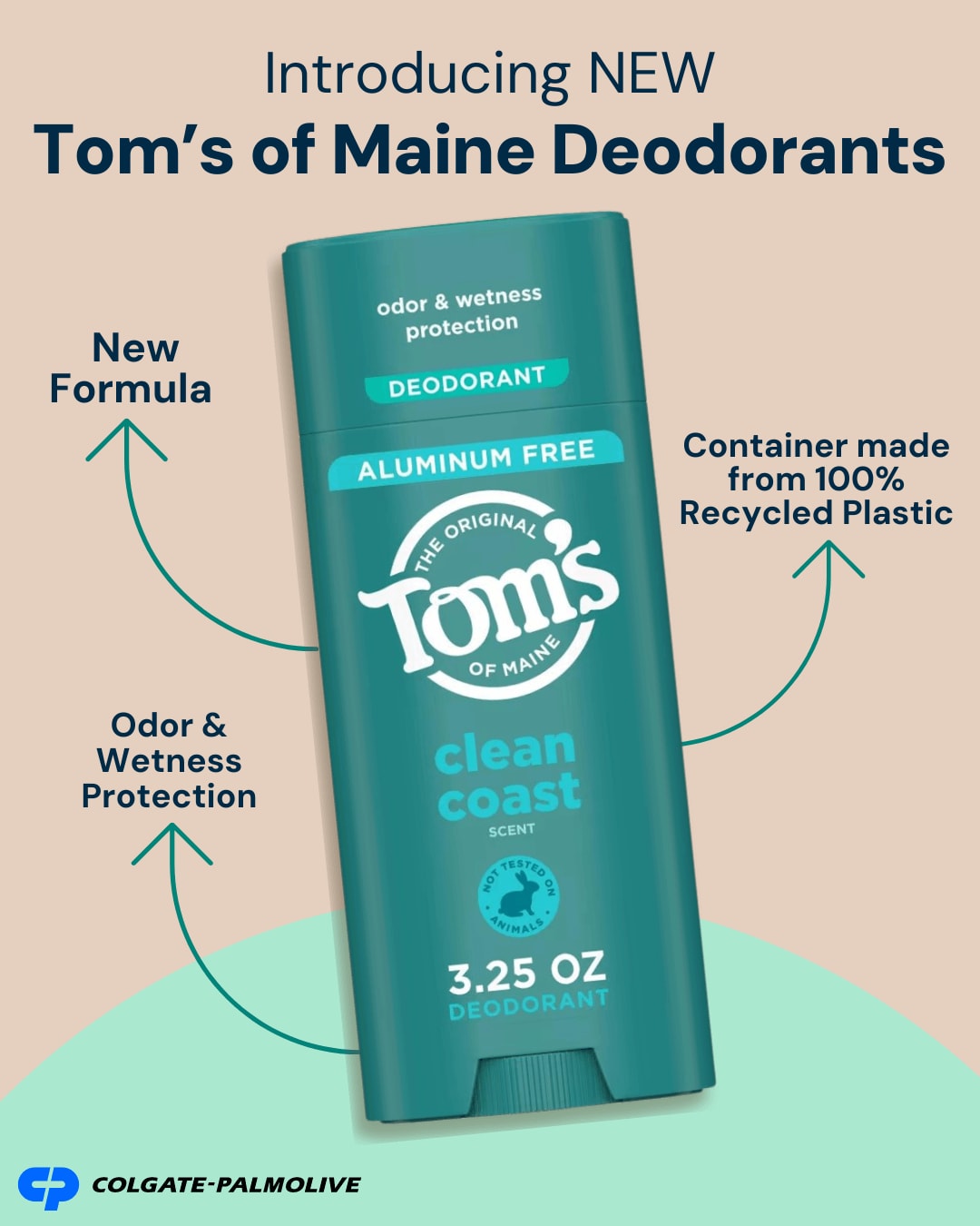 An infographic spotlighting Tom's of Maine new deodorant 
