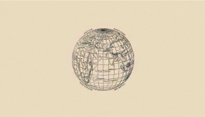 Globe illustration showing longitude and latitude lines on a spherical map, representing Colgate's international expansion.